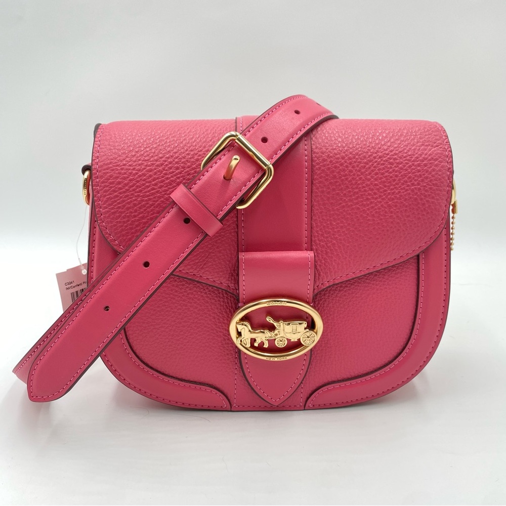 Coach Pink and Gold Crossbody Bag with Saddle Shape